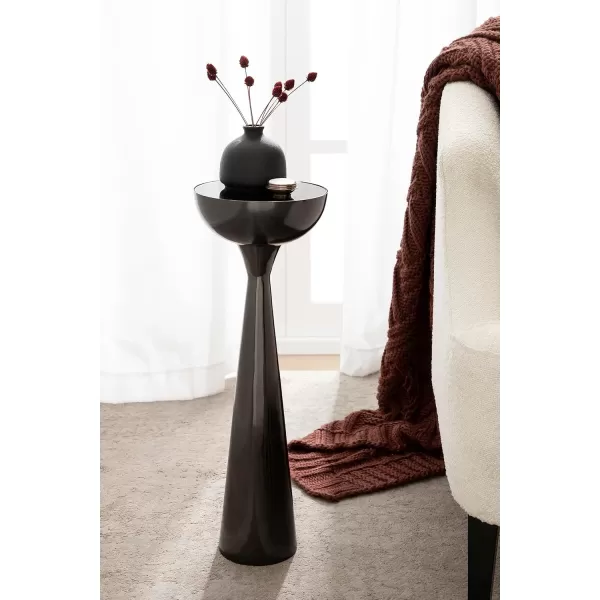Kate and Laurel Chandon Modern Sophisticated Drink Table 8 x 8 x 23 Gray Gunmetal Contemporary Sculptural Plant Pedestal Table with Unique Tinted Tabletop and Polished Metallic FinishPewter
