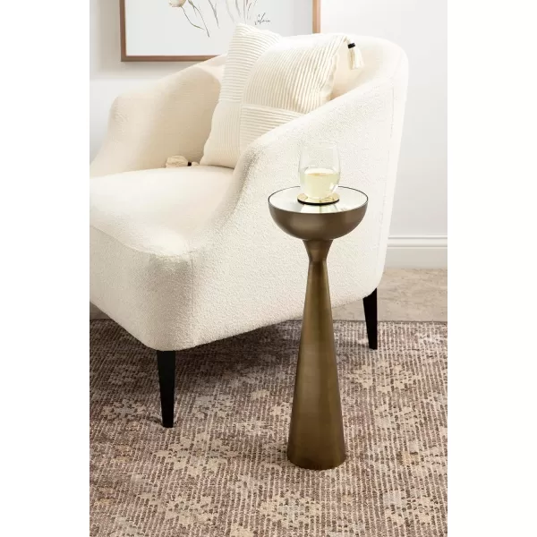 Kate and Laurel Chandon Modern Sophisticated Drink Table 8 x 8 x 23 Gray Gunmetal Contemporary Sculptural Plant Pedestal Table with Unique Tinted Tabletop and Polished Metallic FinishGold