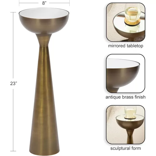 Kate and Laurel Chandon Modern Sophisticated Drink Table 8 x 8 x 23 Gray Gunmetal Contemporary Sculptural Plant Pedestal Table with Unique Tinted Tabletop and Polished Metallic FinishGold