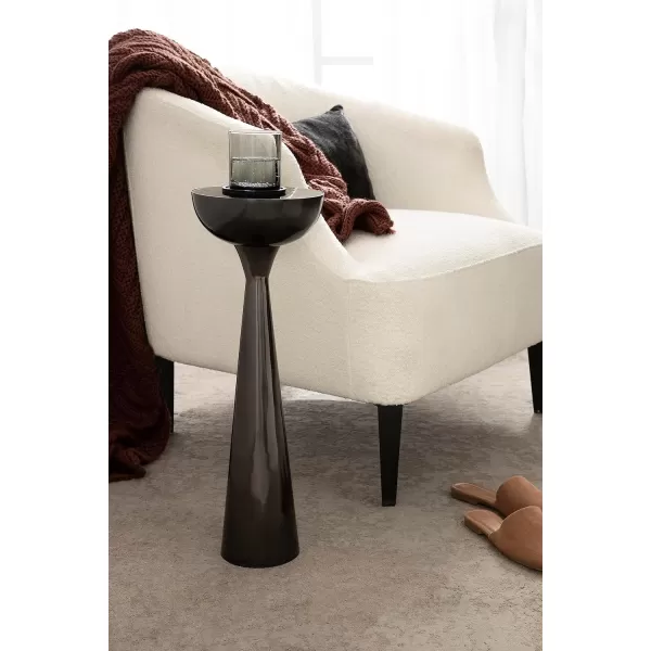Kate and Laurel Chandon Modern Sophisticated Drink Table 8 x 8 x 23 Gray Gunmetal Contemporary Sculptural Plant Pedestal Table with Unique Tinted Tabletop and Polished Metallic FinishPewter