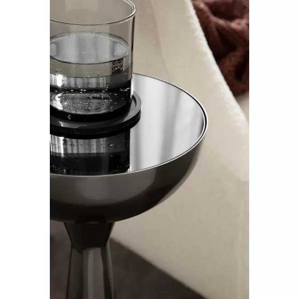 Kate and Laurel Chandon Modern Sophisticated Drink Table 8 x 8 x 23 Gray Gunmetal Contemporary Sculptural Plant Pedestal Table with Unique Tinted Tabletop and Polished Metallic FinishPewter