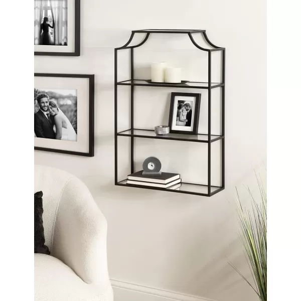 Kate and Laurel Ciel 3 Tiered Wall Shelf 20 x 30 Black Decorative Floating Shelf Storage and Wall OrganizerBlack