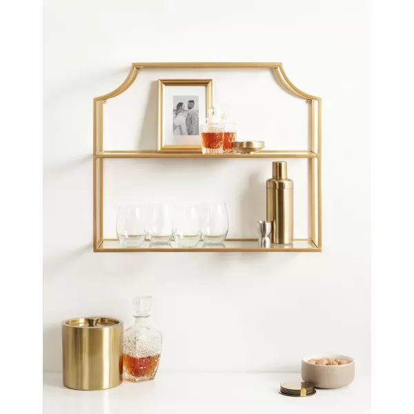 Kate and Laurel Ciel 3 Tiered Wall Shelf 20 x 30 Black Decorative Floating Shelf Storage and Wall OrganizerGold