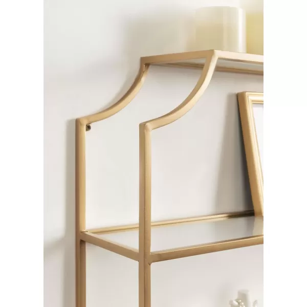 Kate and Laurel Ciel 3 Tiered Wall Shelf 20 x 30 Black Decorative Floating Shelf Storage and Wall OrganizerGold