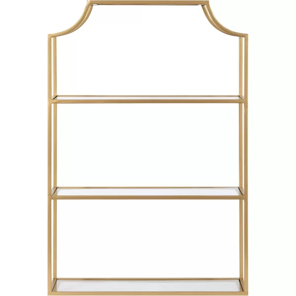 Kate and Laurel Ciel Glam 3Tier Scalloped Wall Shelf 20 x 30 Gold Modern Shelving with Glass Tiers