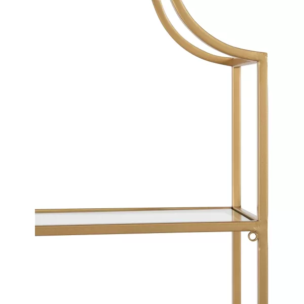 Kate and Laurel Ciel Glam 3Tier Scalloped Wall Shelf 20 x 30 Gold Modern Shelving with Glass Tiers