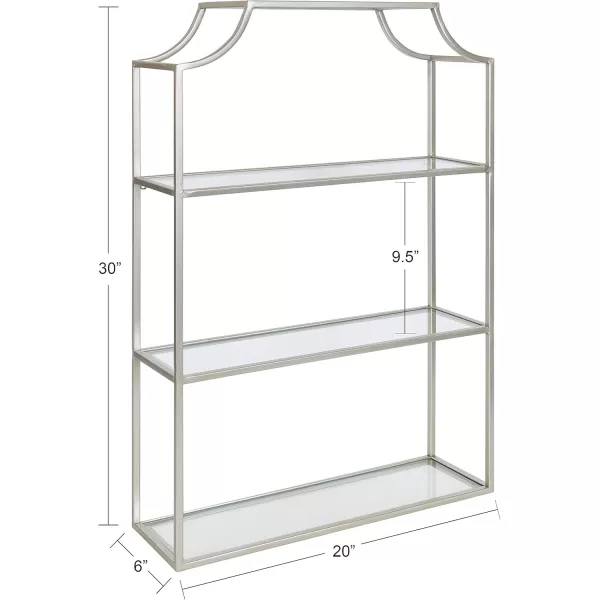 Kate and Laurel Ciel Glam 3Tier Scalloped Wall Shelf 20 x 30 Silver Modern Shelving with Glass TiersSilver