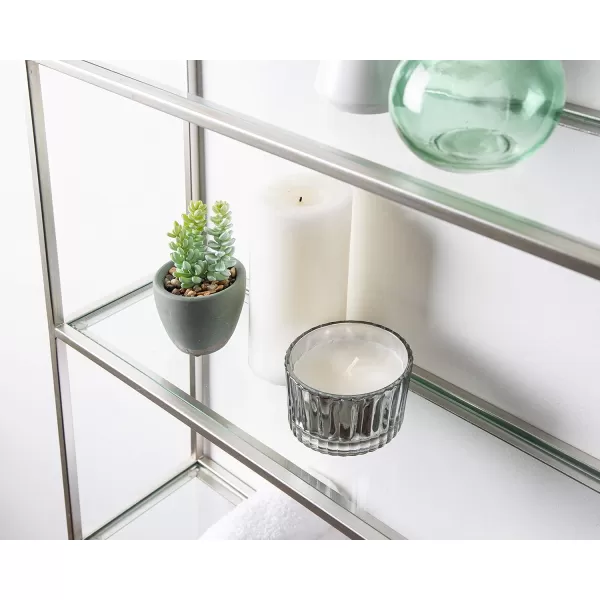 Kate and Laurel Ciel Glam 3Tier Scalloped Wall Shelf 20 x 30 Silver Modern Shelving with Glass TiersSilver