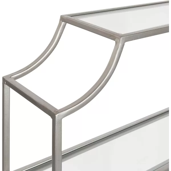 Kate and Laurel Ciel Glam 3Tier Scalloped Wall Shelf 20 x 30 Silver Modern Shelving with Glass TiersSilver