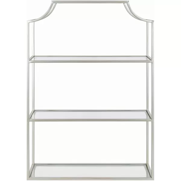 Kate and Laurel Ciel Glam 3Tier Scalloped Wall Shelf 20 x 30 Silver Modern Shelving with Glass TiersSilver
