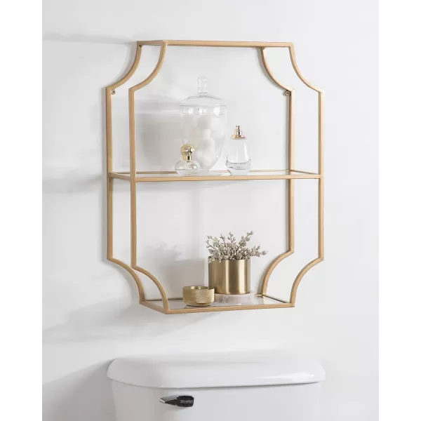 Kate and Laurel Ciel Glam Geometric Wall Shelf 18 x 24 Gold Decorative Shelves for Storage and DisplayGold