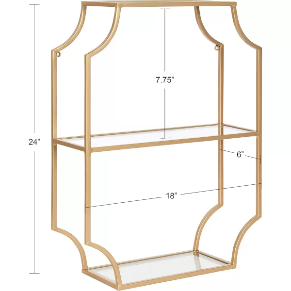 Kate and Laurel Ciel Glam Geometric Wall Shelf 18 x 24 Gold Decorative Shelves for Storage and DisplayGold