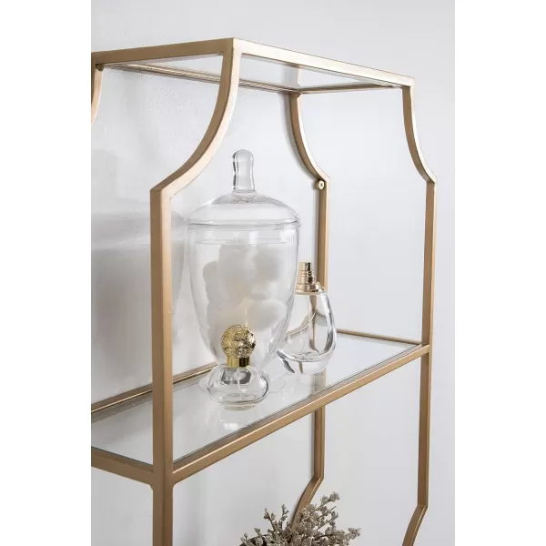 Kate and Laurel Ciel Glam Geometric Wall Shelf 18 x 24 Gold Decorative Shelves for Storage and DisplayGold