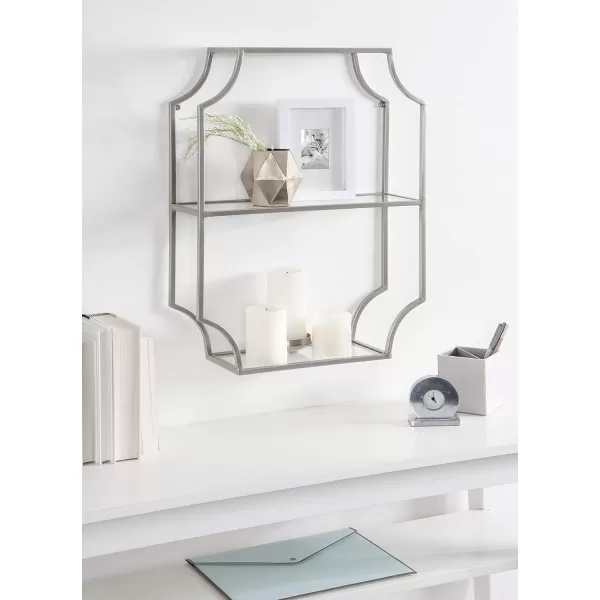 Kate and Laurel Ciel Glam Geometric Wall Shelf 18 x 24 Gold Decorative Shelves for Storage and DisplaySilver