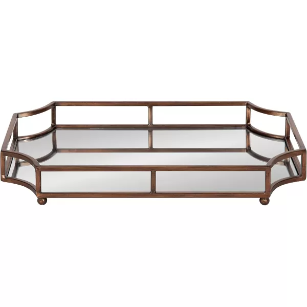 Kate and Laurel Ciel Modern Scalloped Tray 19 x 13 x 3 Bronze Decorative Mirrored Tray for Storage and DisplayBronze