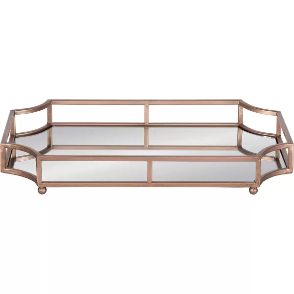 Kate and Laurel Ciel Modern Scalloped Tray 19 x 13 x 3 Bronze Decorative Mirrored Tray for Storage and DisplayRose Gold