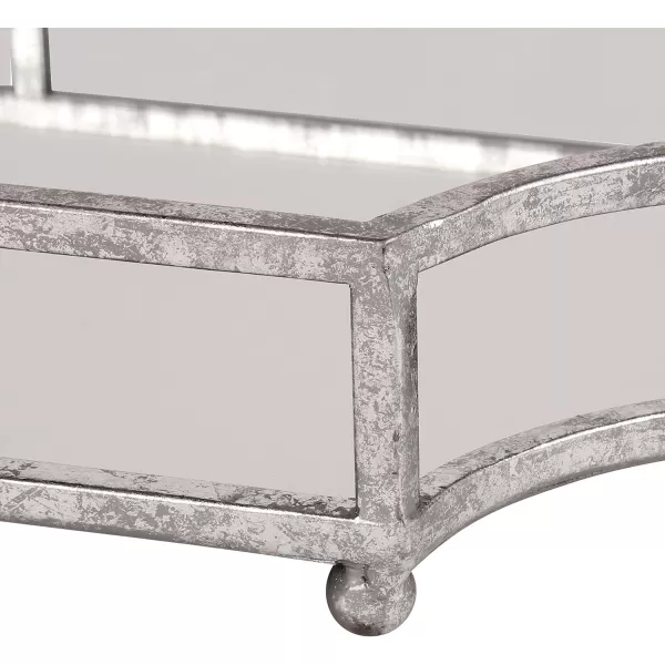 Kate and Laurel Ciel Modern Scalloped Tray 19 x 13 x 3 Bronze Decorative Mirrored Tray for Storage and DisplaySilver