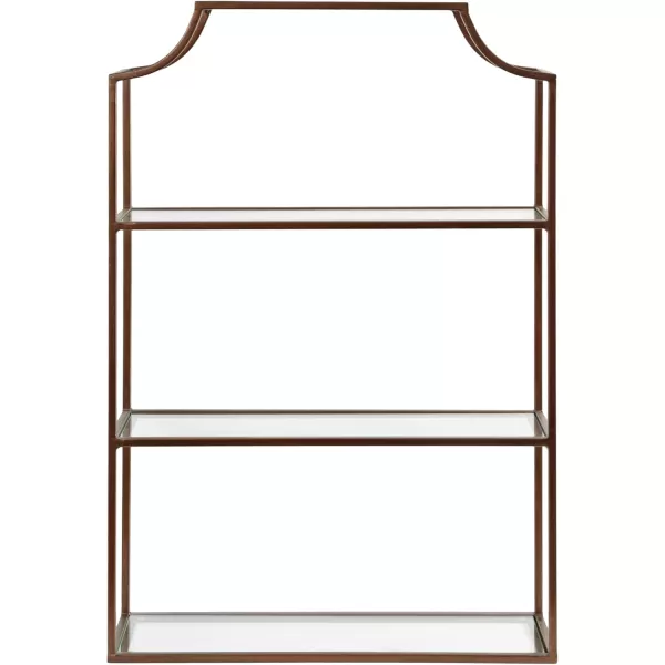 Kate and Laurel Ciel ThreeTiered Wall Shelf 21 x 30 Bronze Decorative Floating Shelf Storage and Wall Organizer for Over Toilet Storage Bathroom Display