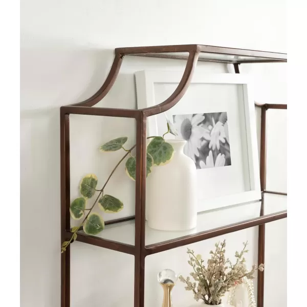 Kate and Laurel Ciel ThreeTiered Wall Shelf 21 x 30 Bronze Decorative Floating Shelf Storage and Wall Organizer for Over Toilet Storage Bathroom Display