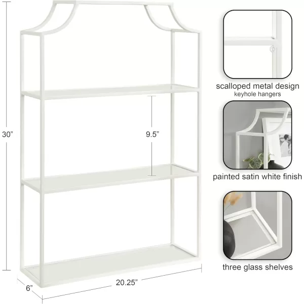 Kate and Laurel Ciel ThreeTiered Wall Shelf 21 x 30 White Decorative Floating Shelf Storage and Wall Organizer for Over Toilet Storage Bathroom Display