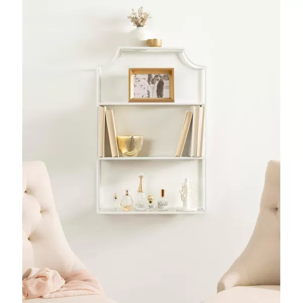Kate and Laurel Ciel ThreeTiered Wall Shelf 21 x 30 White Decorative Floating Shelf Storage and Wall Organizer for Over Toilet Storage Bathroom Display