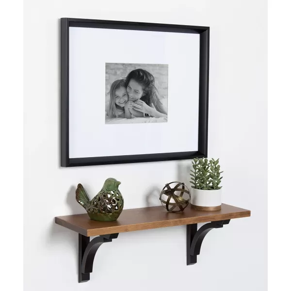 Kate and Laurel Corblynd Traditional Wood Wall Shelf 36 inches WhiteBrownBlack