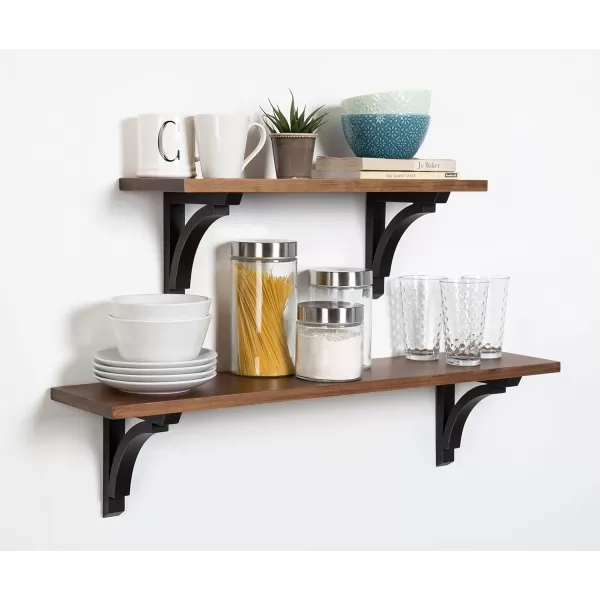 Kate and Laurel Corblynd Traditional Wood Wall Shelf 36 inches WhiteBrownBlack