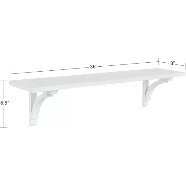 Kate and Laurel Corblynd Traditional Wood Wall Shelf 36 inches WhiteWhite