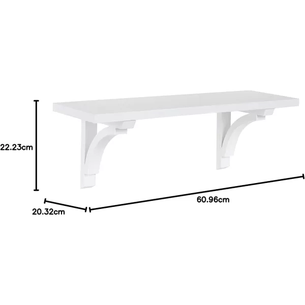 Kate and Laurel Corblynd Traditional Wood Wall Shelf 36 inches WhiteWhite