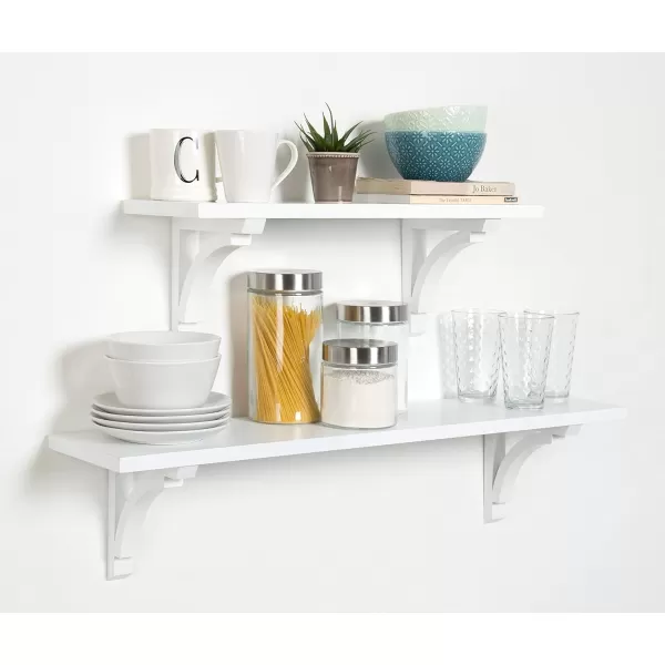 Kate and Laurel Corblynd Traditional Wood Wall Shelf 36 inches WhiteWhite