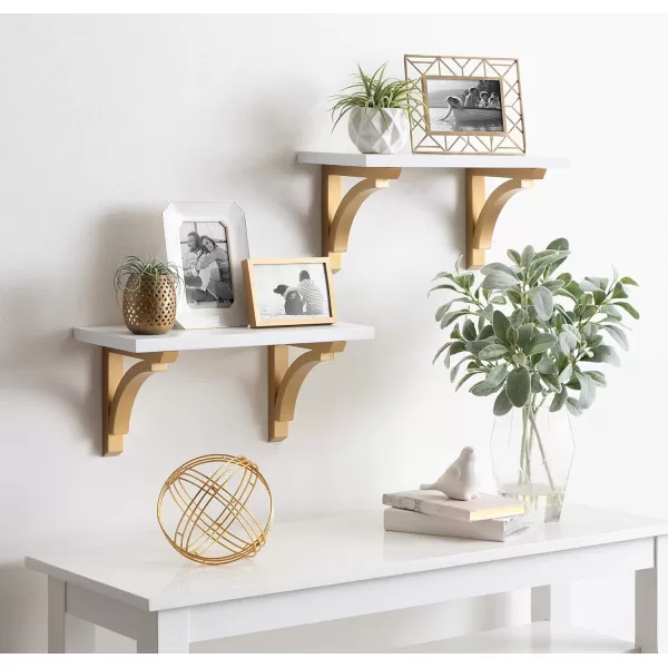 Kate and Laurel Corblynd Traditional Wood Wall Shelf 36 inches WhiteWhiteGold