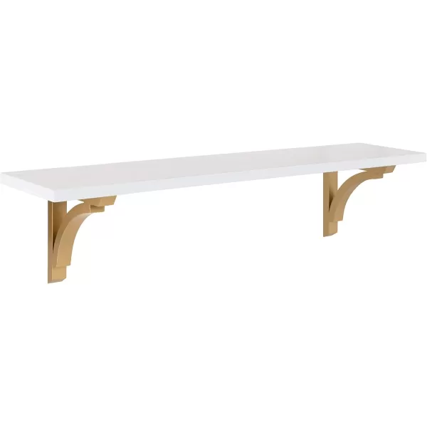 Kate and Laurel Corblynd Traditional Wood Wall Shelf 36 inches WhiteWhiteGold