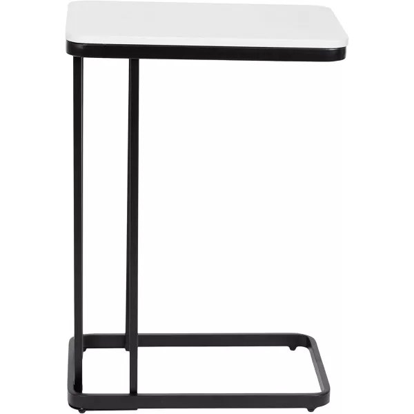 Kate and Laurel Credele Modern Glam Marble CTable End Table 12 x 19 x 27 White and Gold Chic Contemporary TV Tray Table with Metal Legs And Cultured Marble TabletopBlack and White