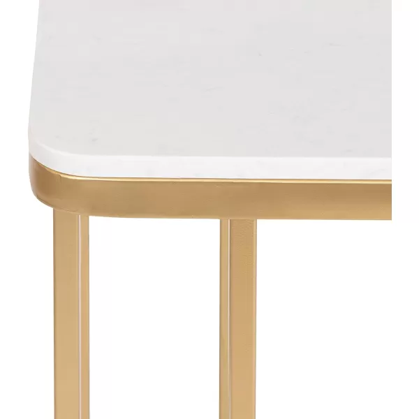 Kate and Laurel Credele Modern Glam Marble CTable End Table 12 x 19 x 27 White and Gold Chic Contemporary TV Tray Table with Metal Legs And Cultured Marble TabletopWhiteGold