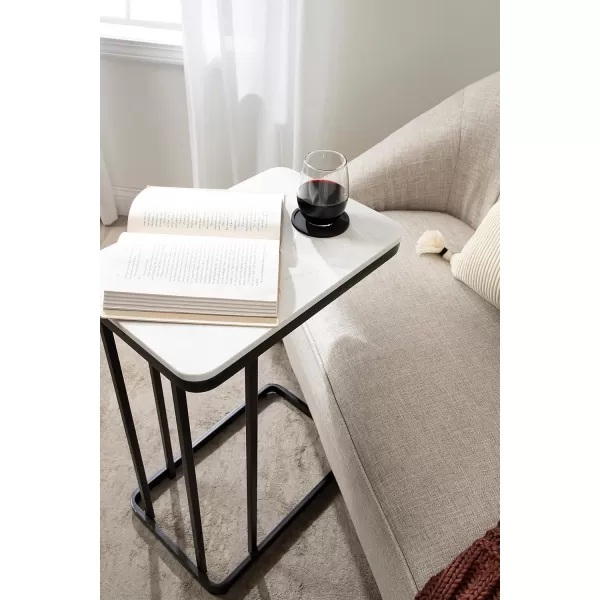 Kate and Laurel Credele Modern Glam Marble CTable End Table 12 x 19 x 27 White and Gold Chic Contemporary TV Tray Table with Metal Legs And Cultured Marble TabletopBlack and White