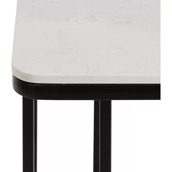 Kate and Laurel Credele Modern Glam Marble CTable End Table 12 x 19 x 27 White and Gold Chic Contemporary TV Tray Table with Metal Legs And Cultured Marble TabletopBlack and White