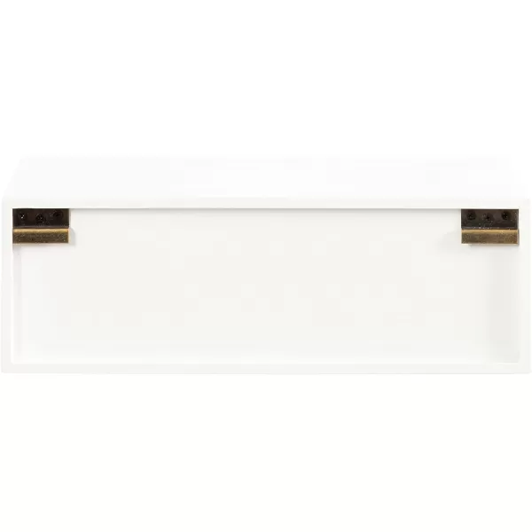 Kate and Laurel Decklyn Floating Wood Side Table 18 x 12 x 6 White Decorative Modern Glam Floating Wall Shelf with a Concealed Drawer Compartment for StorageWhiteGold