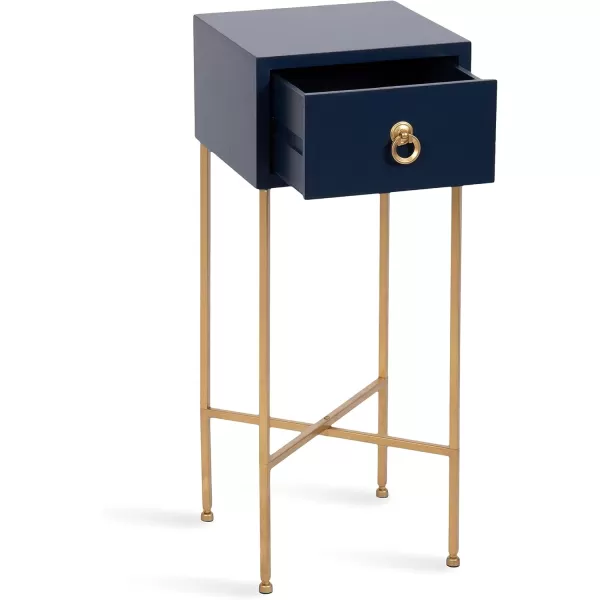 Kate and Laurel Decklyn Modern Glam Metal and Wooden Tea Table with Useful Storage Drawer 12x12x30 WhiteGoldNavy BlueGold