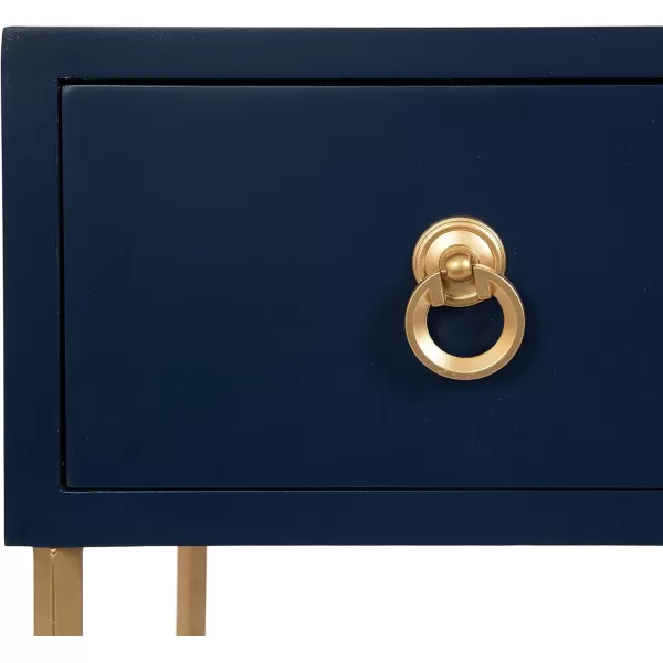 Kate and Laurel Decklyn Modern Glam Metal and Wooden Tea Table with Useful Storage Drawer 12x12x30 WhiteGoldNavy BlueGold