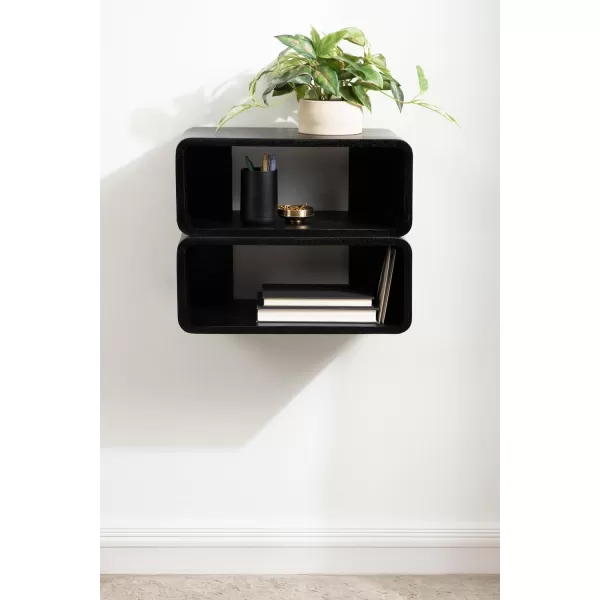 Kate and Laurel Deguara Solid Wood Floating Nightstand for Use as Bedside Living Room End Table 18x10x8 Walnut BrownBlack
