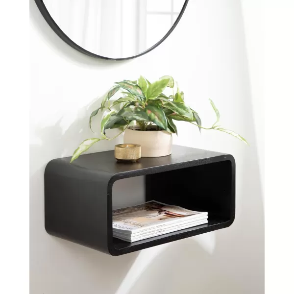 Kate and Laurel Deguara Solid Wood Floating Nightstand for Use as Bedside Living Room End Table 18x10x8 Walnut BrownBlack