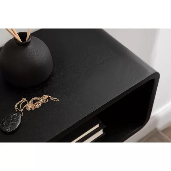 Kate and Laurel Deguara Solid Wood Floating Nightstand for Use as Bedside Living Room End Table 18x10x8 Walnut BrownBlack