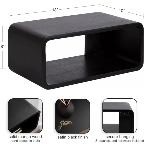 Kate and Laurel Deguara Solid Wood Floating Nightstand for Use as Bedside Living Room End Table 18x10x8 Walnut BrownBlack
