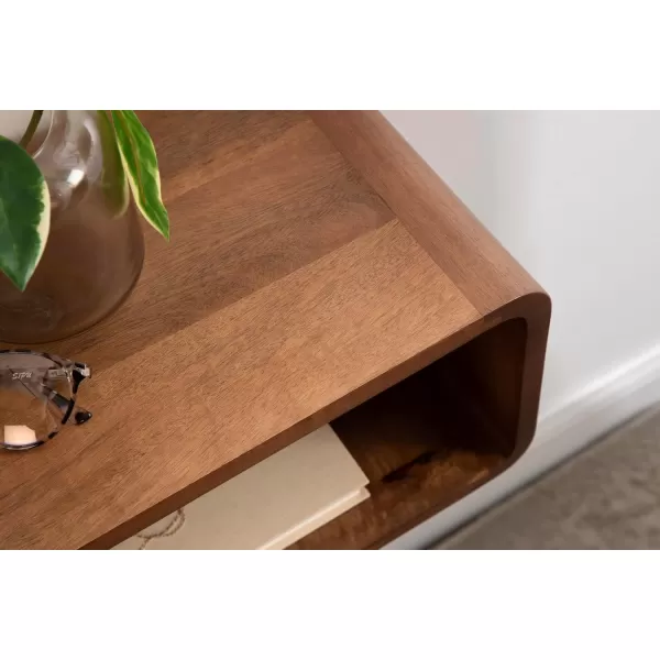 Kate and Laurel Deguara Solid Wood Floating Nightstand for Use as Bedside Living Room End Table 18x10x8 Walnut BrownWalnut Brown