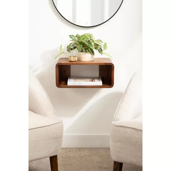 Kate and Laurel Deguara Solid Wood Floating Nightstand for Use as Bedside Living Room End Table 18x10x8 Walnut BrownWalnut Brown