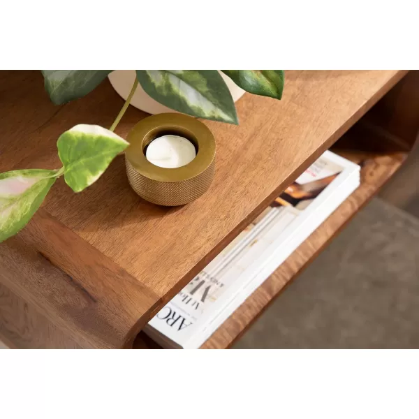 Kate and Laurel Deguara Solid Wood Floating Nightstand for Use as Bedside Living Room End Table 18x10x8 Walnut BrownWalnut Brown