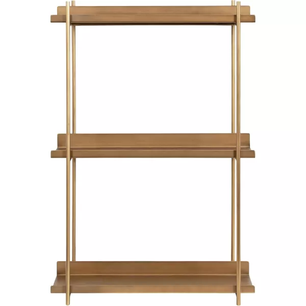 Kate and Laurel Dominic Modern Metal Bathroom Shelf 20 x 7 x 30 Dark Gold Sleek Glam 3Tier Floating Shelves for Wall Decor Display and Over Toilet StorageGold