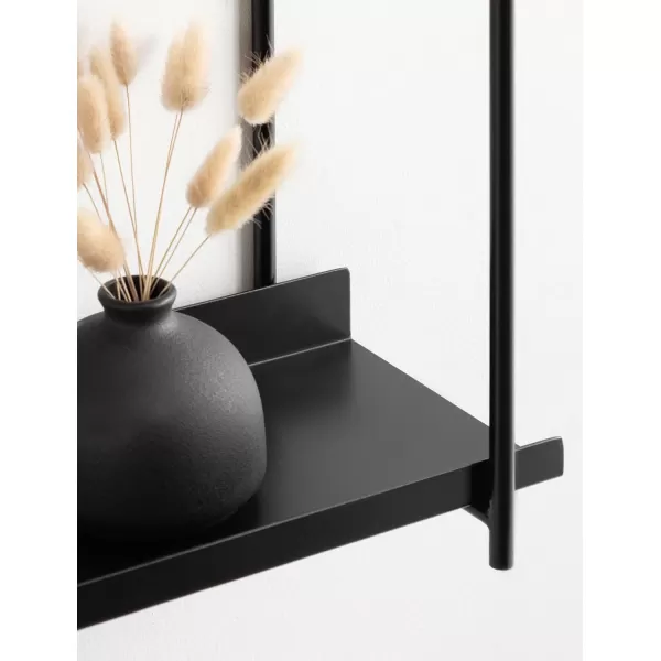 Kate and Laurel Dominic Modern Metal Bathroom Shelf 20 x 7 x 30 Dark Gold Sleek Glam 3Tier Floating Shelves for Wall Decor Display and Over Toilet StorageBlack