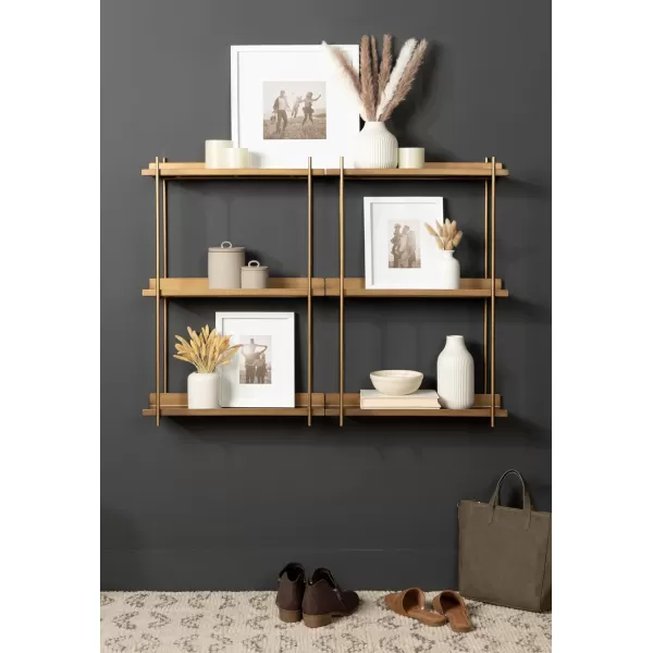 Kate and Laurel Dominic Modern Metal Bathroom Shelf 20 x 7 x 30 Dark Gold Sleek Glam 3Tier Floating Shelves for Wall Decor Display and Over Toilet StorageGold