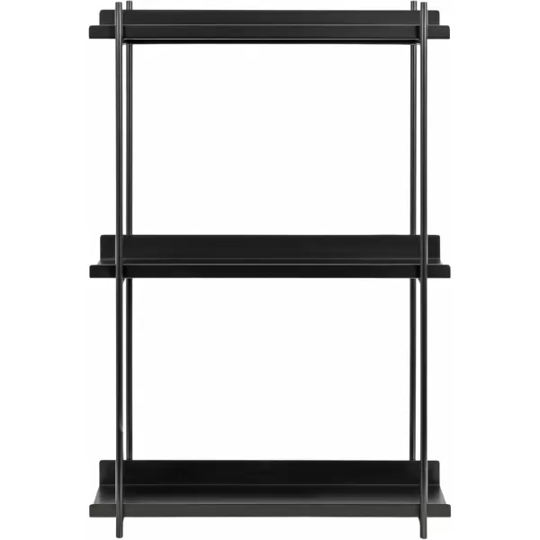 Kate and Laurel Dominic Modern Metal Bathroom Shelf 20 x 7 x 30 Dark Gold Sleek Glam 3Tier Floating Shelves for Wall Decor Display and Over Toilet StorageBlack